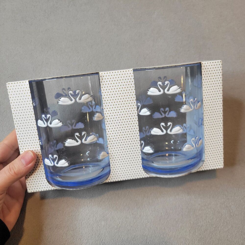 CUPCAKES AND CASHMERE Acrylic Glasses Tumblers - 16 oz, Blue : Set of 2 NEW